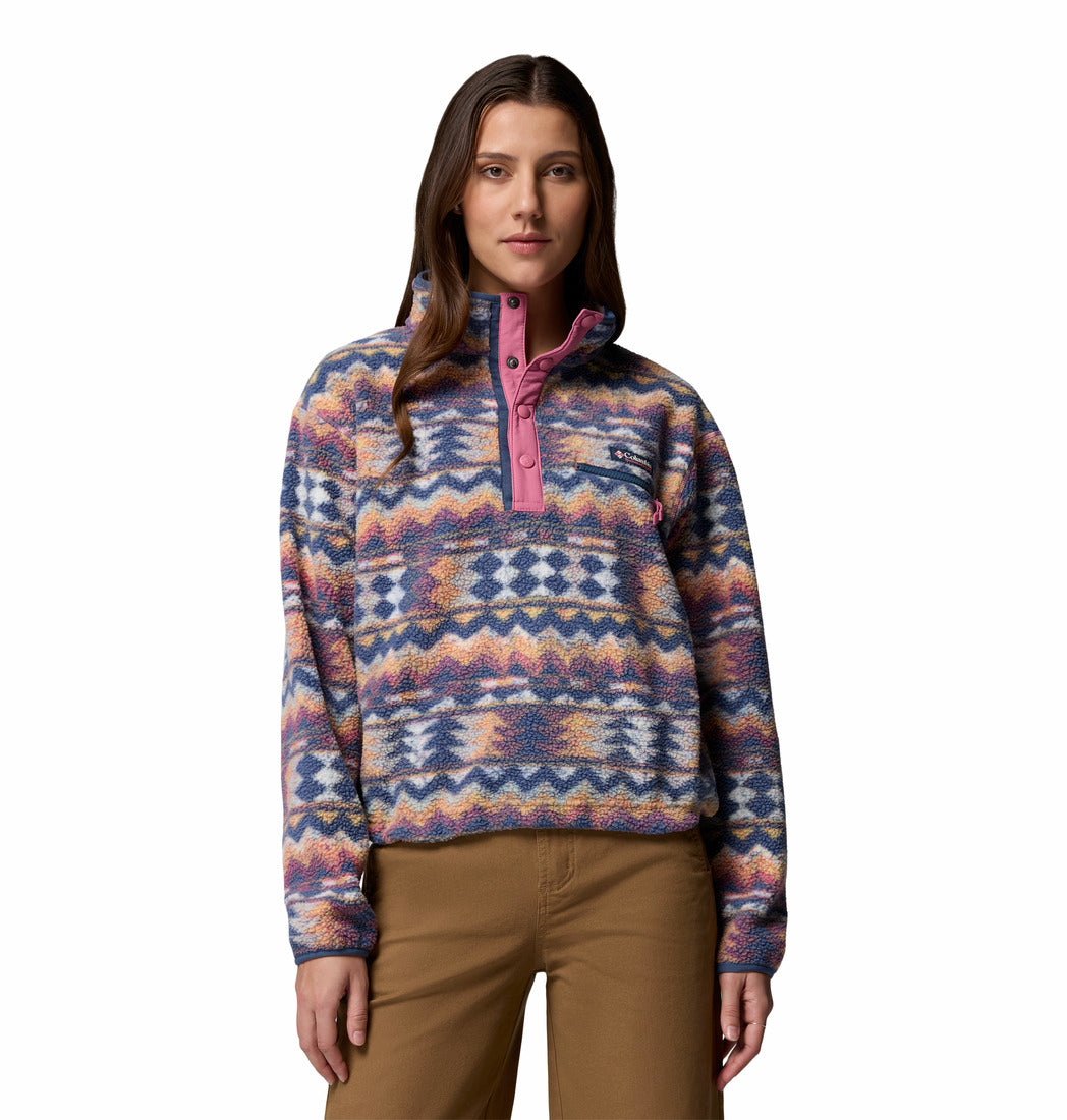 Columbia Chandail À Manches Longues Helvetia II Imprimé Cropped Half Semi-Bouton Pression - Femme