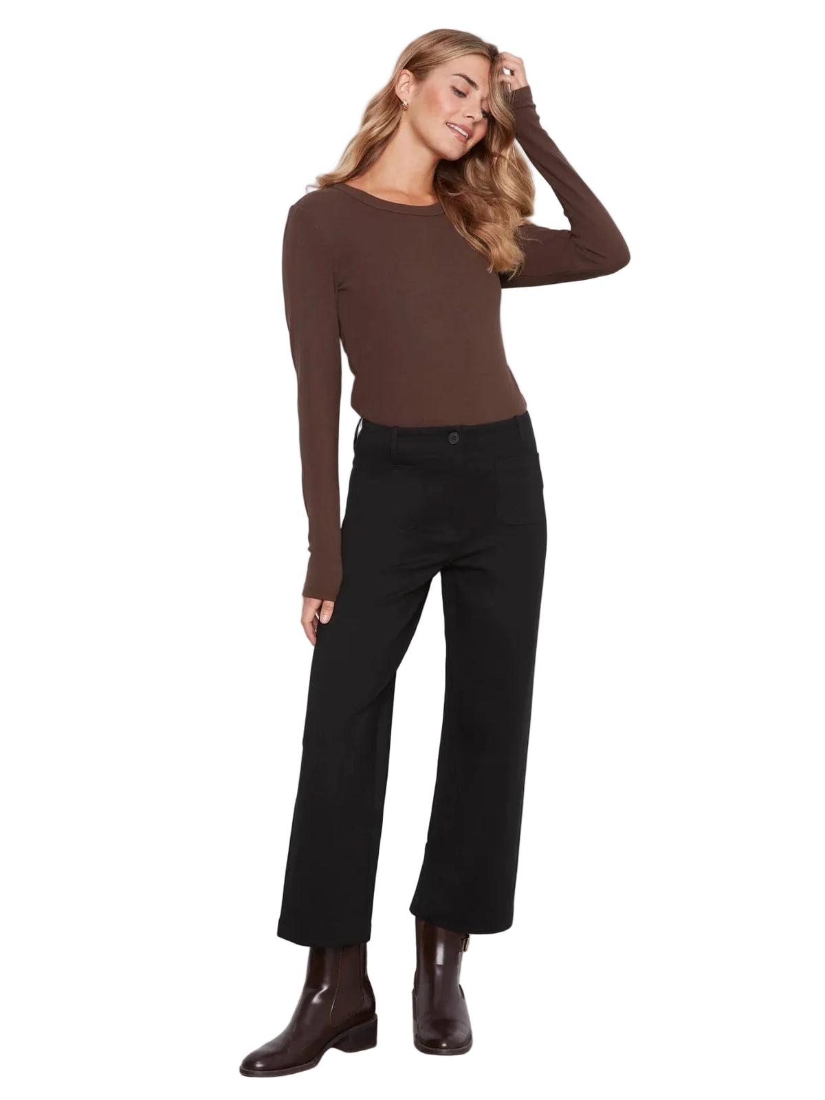 c5696r-380c
CHARLIE B PANTALON JAMBE LARGE EN PONTE AVEC POCHES - FEMME - BLACK