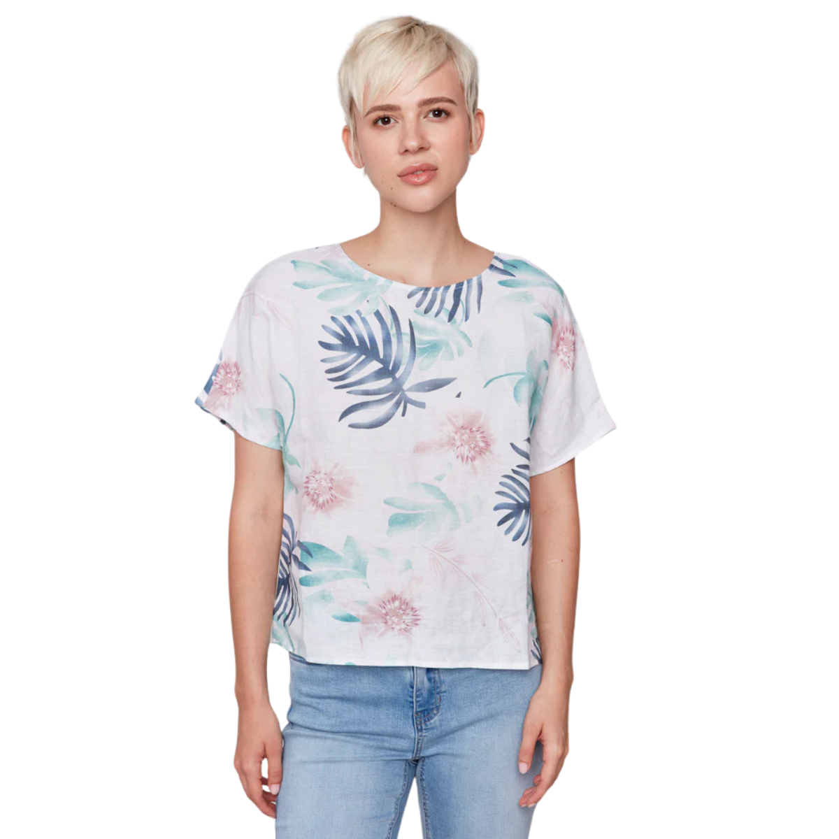 c4487p
Charlie B T-Shirt Printed Linen Dolman - Femme - LUXURIANTE/LUSH