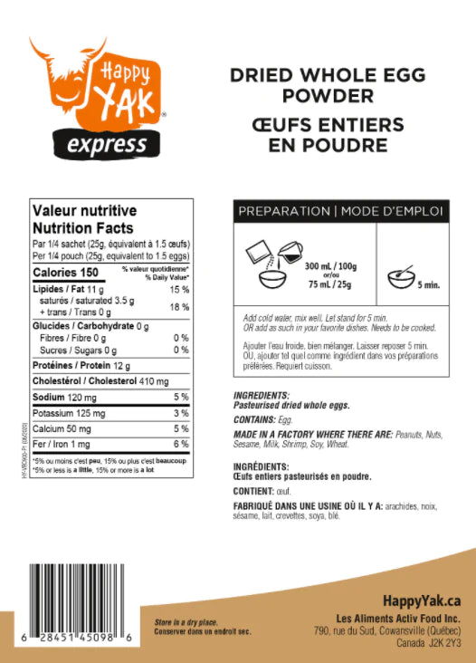 Happy Yak Oeufs En Poudre