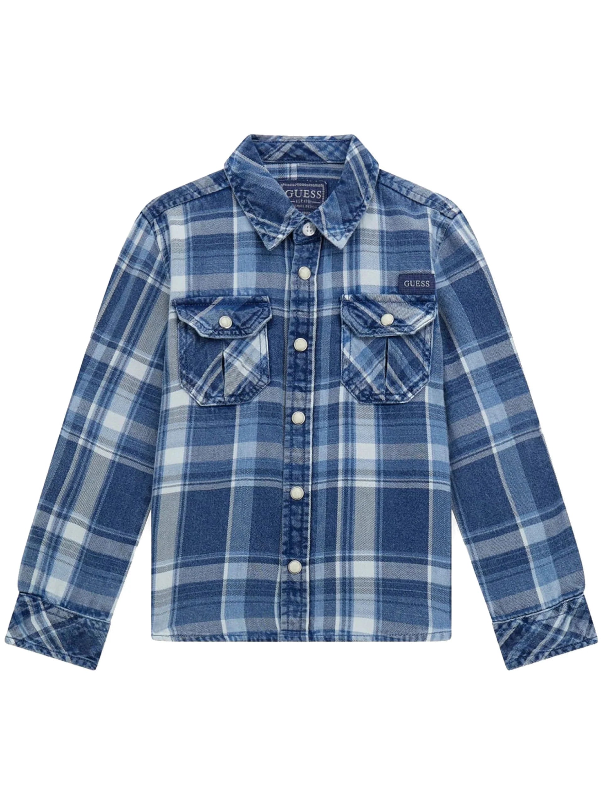 n4bh03d52g1
Guess Chemise À Manches Longues 3-7 Ans - Enfant - BLUE CHECK INDIGO