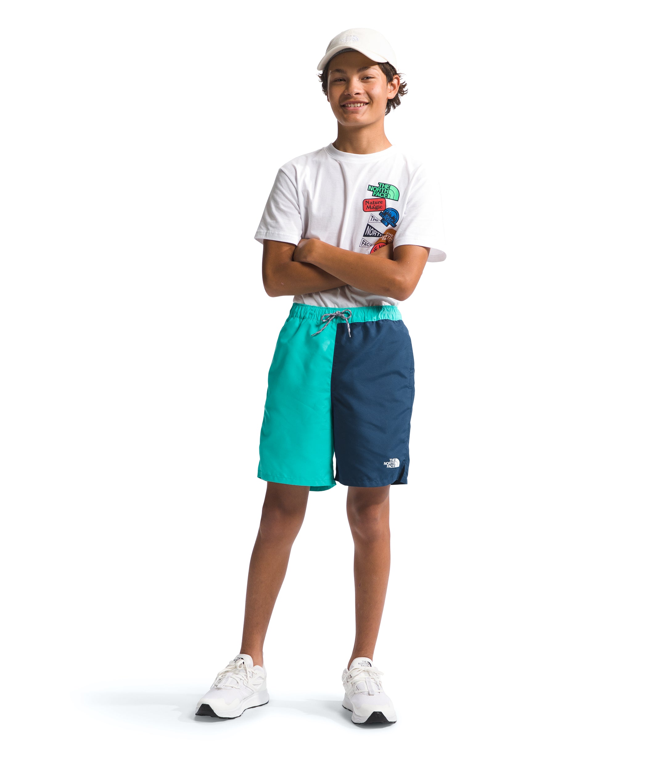 The North Face Short Amphibious Class V - Enfant nf0a86u2 - GEYSER AQUA WAVY BP PHANTOM/SHADY BLUE WAVY BP