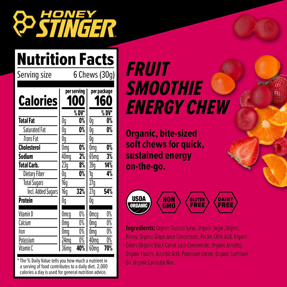 Honey Stinger Organic Chews Énergétique Smoothie aux Fruits