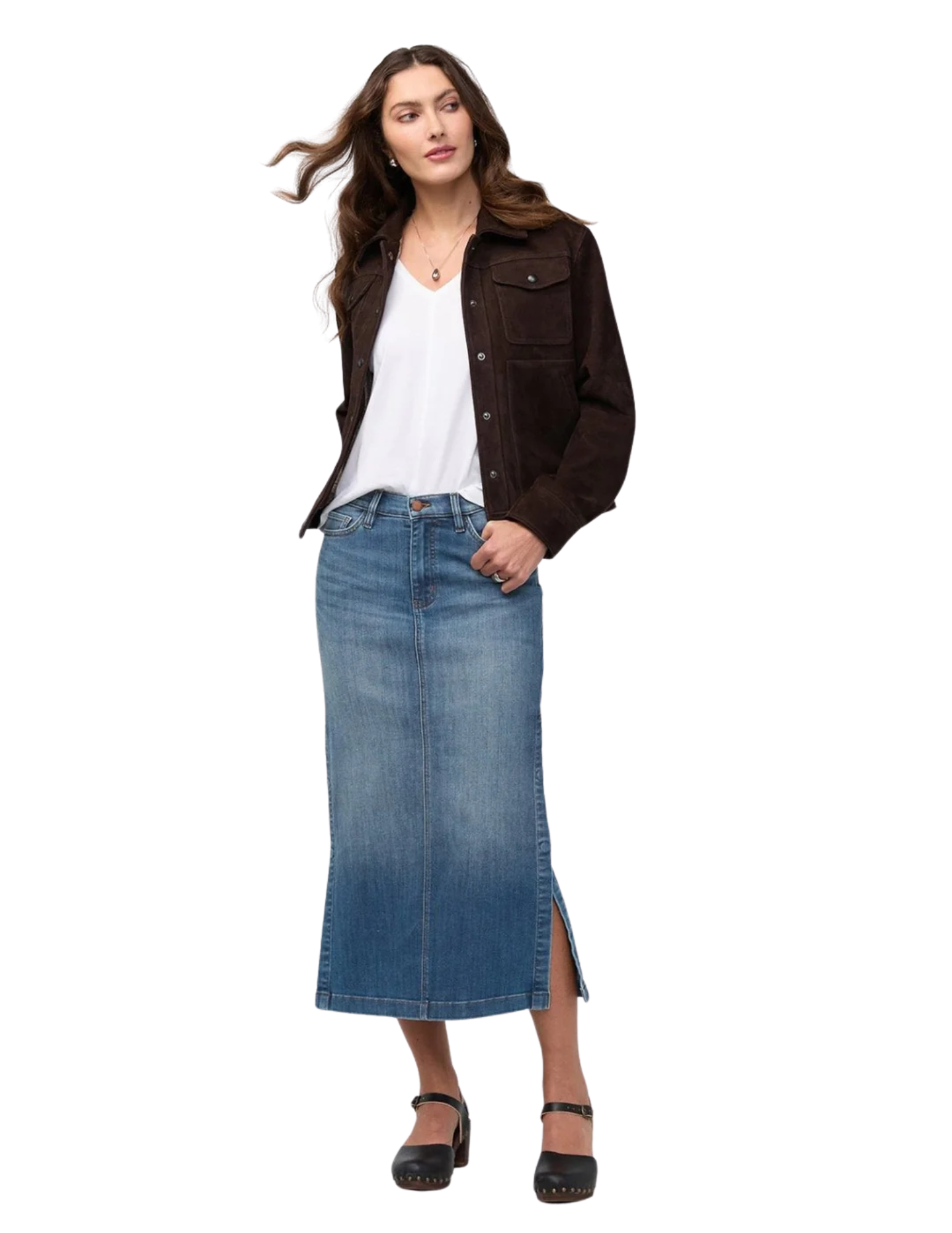 wklr6021
DU/ER Jupe Performance Denim Slit - Femme - BLUE ASH