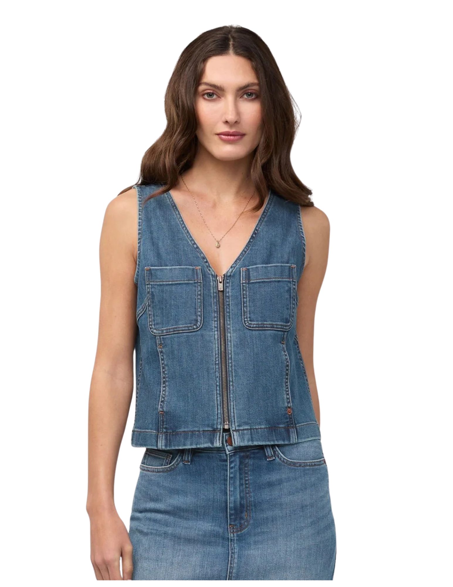 wcls4007
DU/ER Veste Sans Manches Performance Denim Zip Front - Femme - BLUE ASH