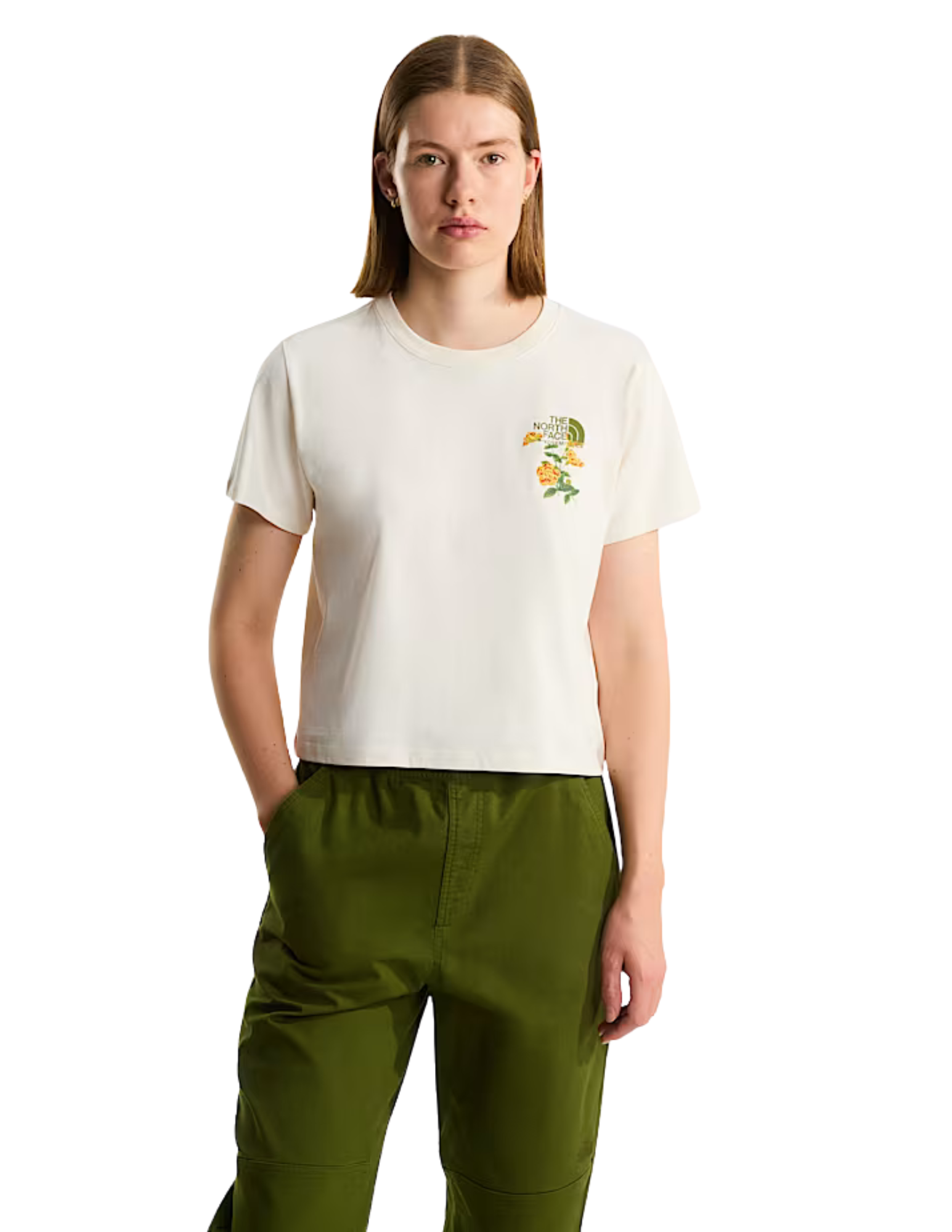 nf0a8g9q
THE NORTH FACE T-SHIRT FLORA EMBRO REG - WHITE DUNE