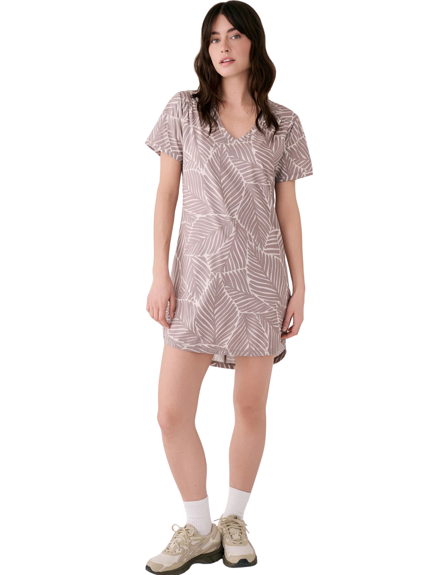 lsw4695
LOLE ROBE F OLIVIE V-NECK - PALMA PEBBLE