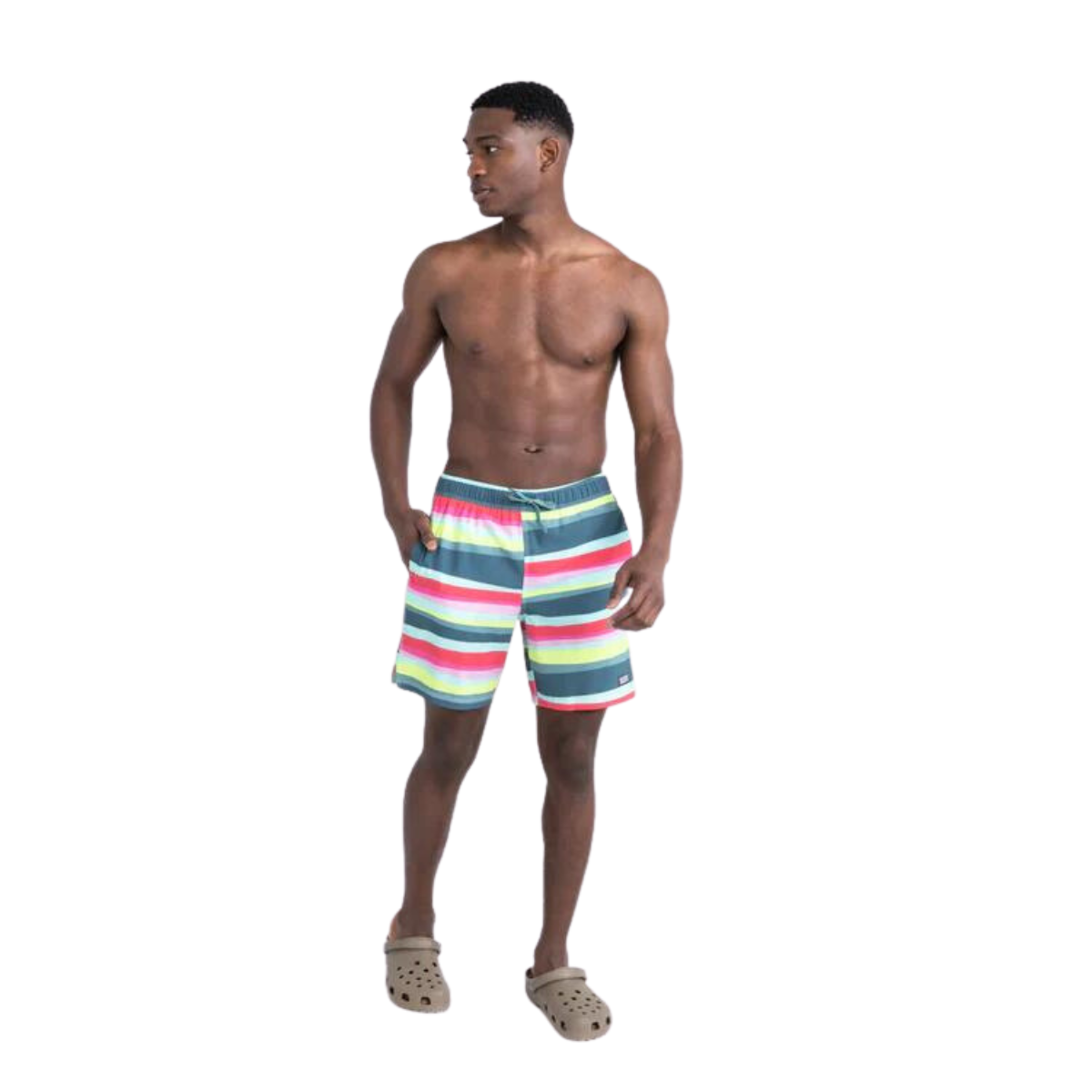 Saxx Short de bain Oh Buoy 2N1 Volley 7" - Homme sxsw04l CUTBACK STRIPE- BRT MULTI