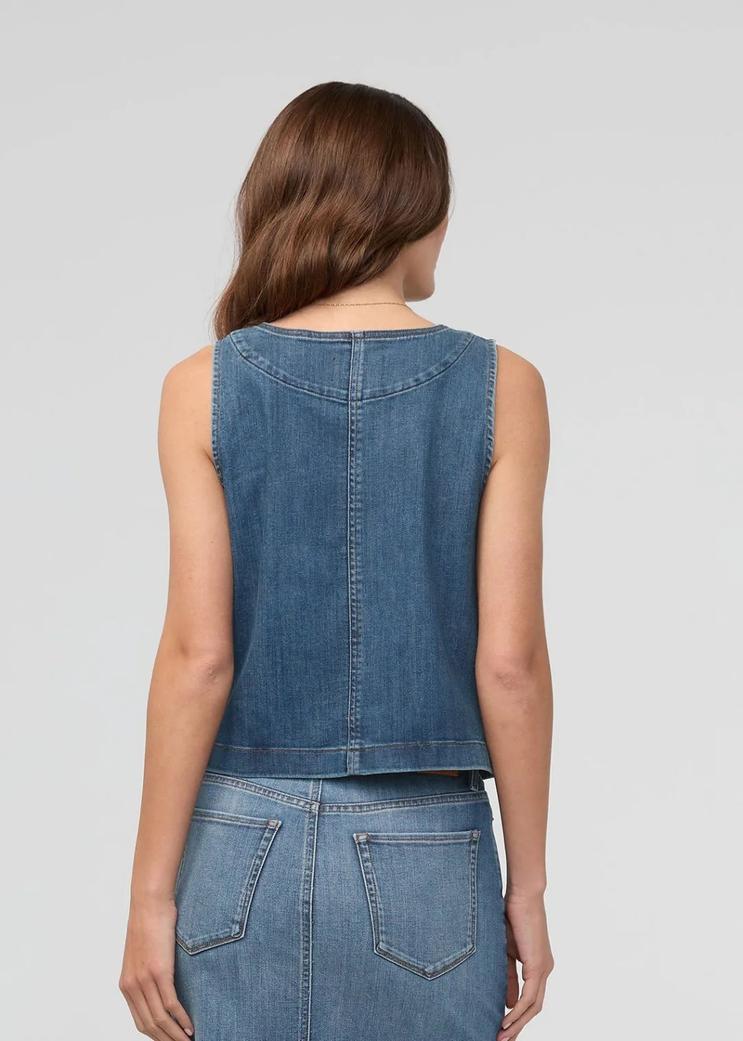 DU/ER Veste Sans Manches Performance Denim Zip Front - Femme