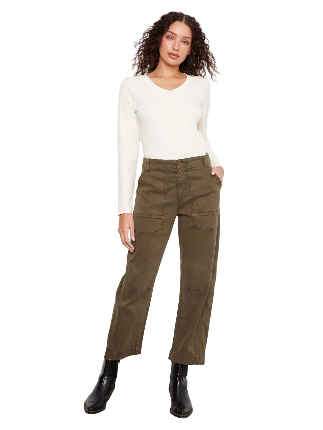c5812-655c
CHARLIE B PANTALON SMOOTH TWILL BARREL LEG - FEMME - OLIVE