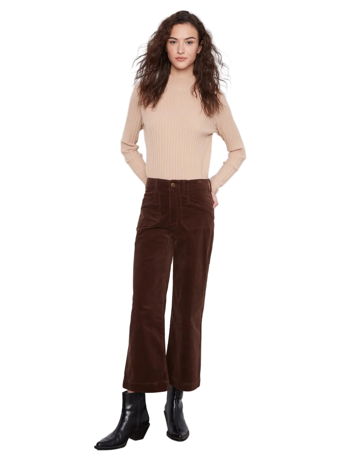c5660rr-660b
CHARLIE B PANTALON CROPPED WIDE LEG CORDUROY - FEMME - CAFÉ