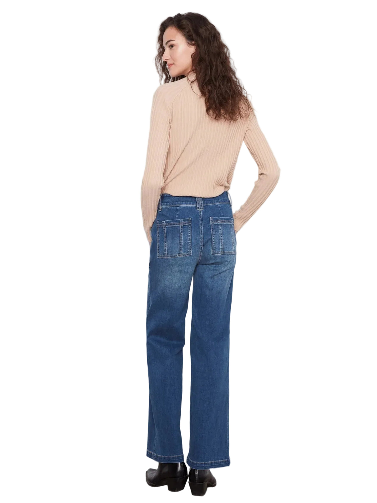 CHARLIE B PANTALON DENIM WIDE LEG PATCH POCKETS - FEMME