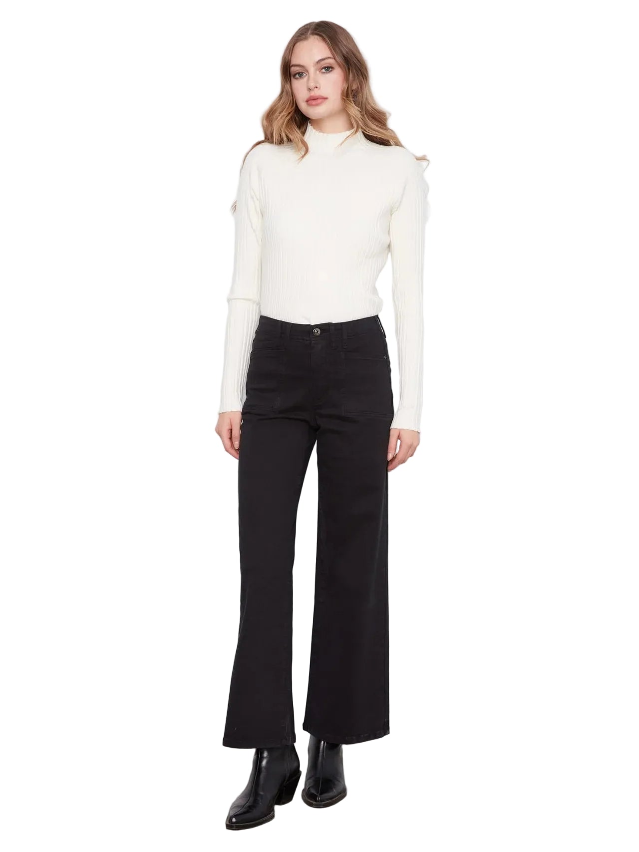 c5790-618a
CHARLIE B PANTALON WIDE LEG COLORED TWILL WITH PATCH POCKETS - FEMME - NOIR