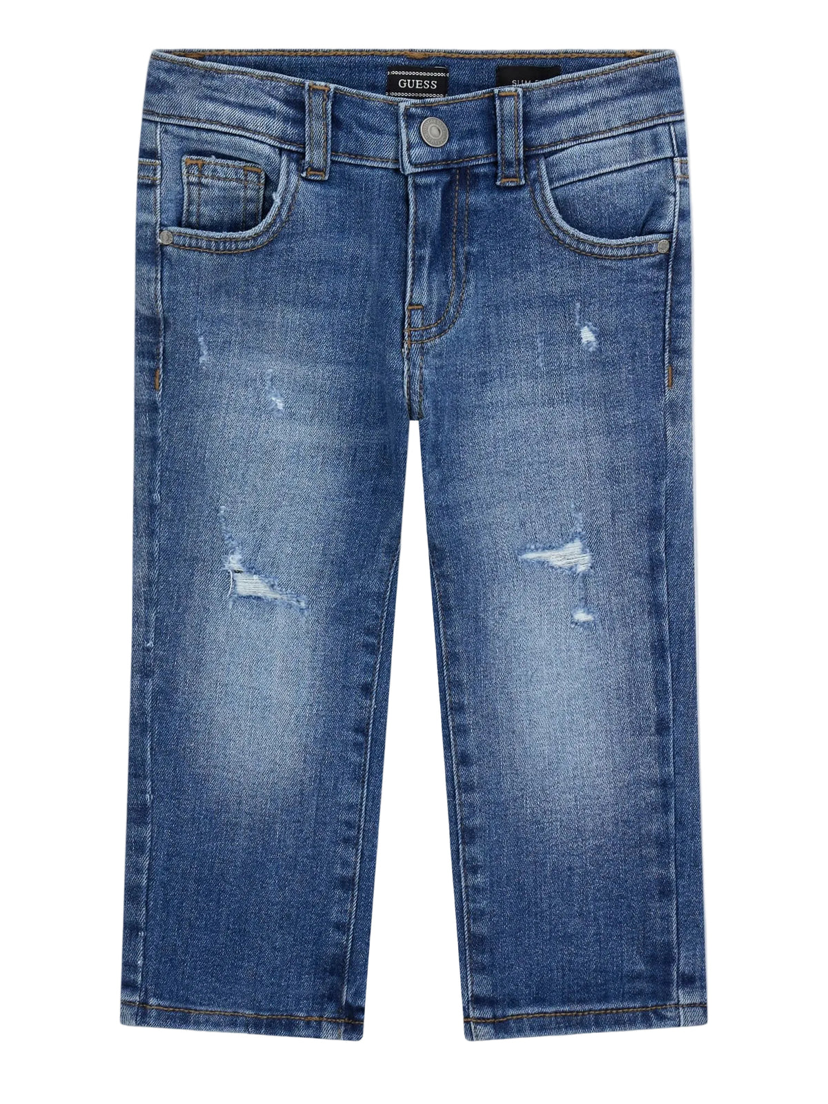 n6ya03d1265
GUESS PANTALON SLIM CONFORT DENIM WITH DAMAGES 5-7 ANS - ENFANT - BLEU NEUTRAL WORN DISTRESSED