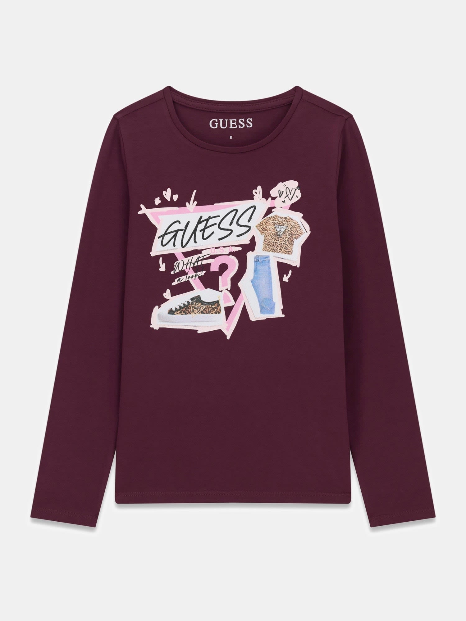  j6yi01k3664
GUESS CHANDAIL À MANCHES LONGUES IMPRIMÉ 8-14 ANS - ENFANT - DEEP MAROON