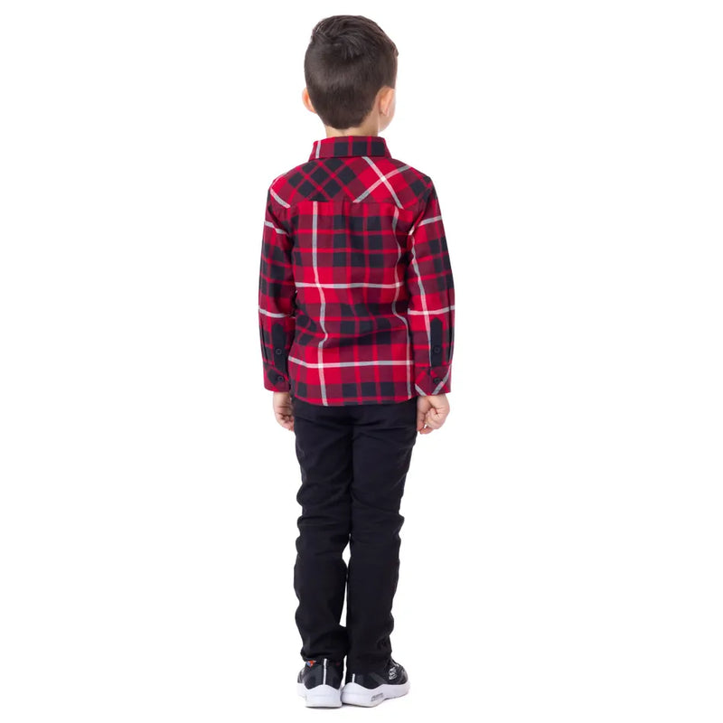 Nanö Chemise À Manches Longues Carreaux Rouge Party 2-6 Ans - Enfant