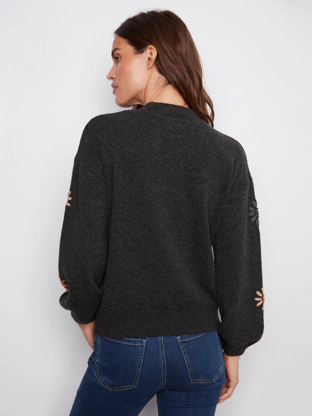 Charlie B Chandail Mock Neck Sweater with Embroidery - Femme