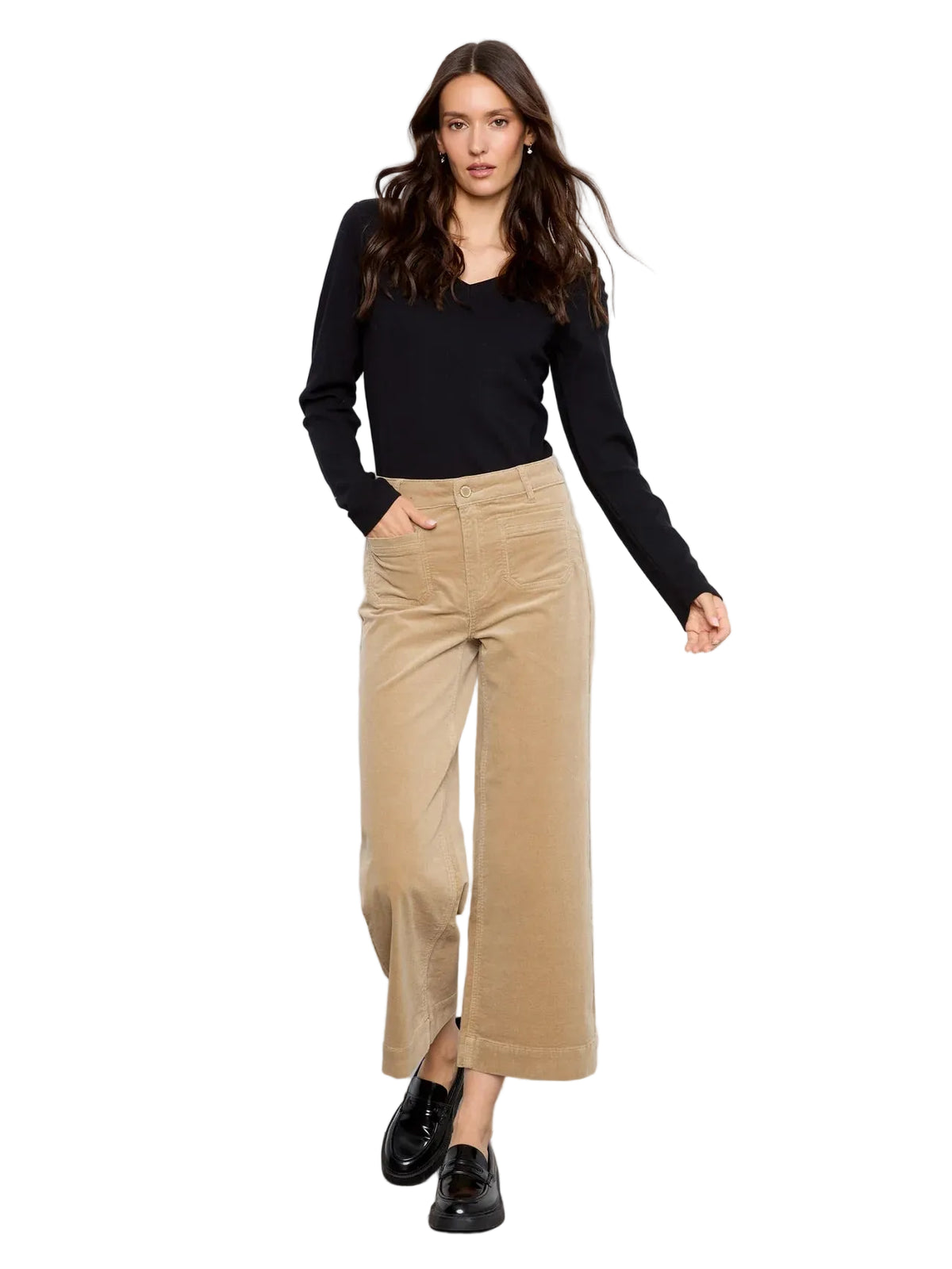  c5538rpr-660b
CHARLIE B PANTALON CROPPED INSERT POCKET WIDE LEG CORDUROY - FEMME - LATTE