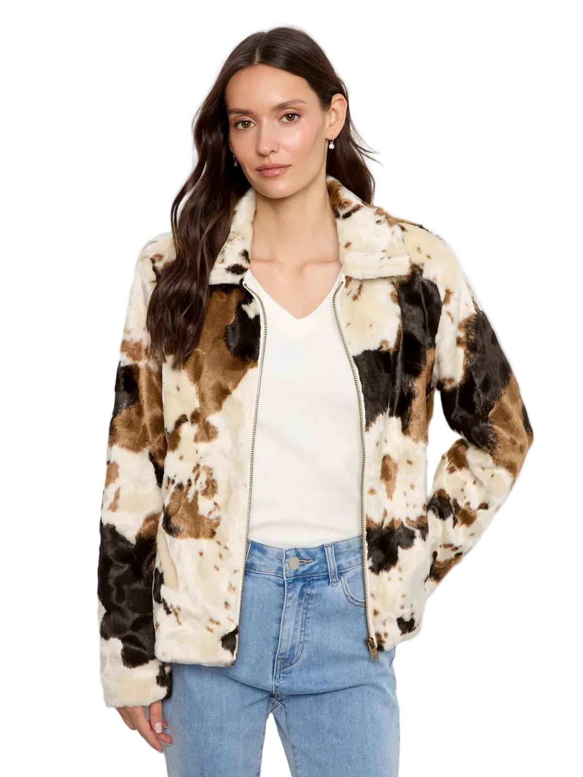 c6441-788c
CHARLIE B MANTEAU FAUSSE FOURRURE JACKET COW PATTERN - FEMME - BLOTCHY