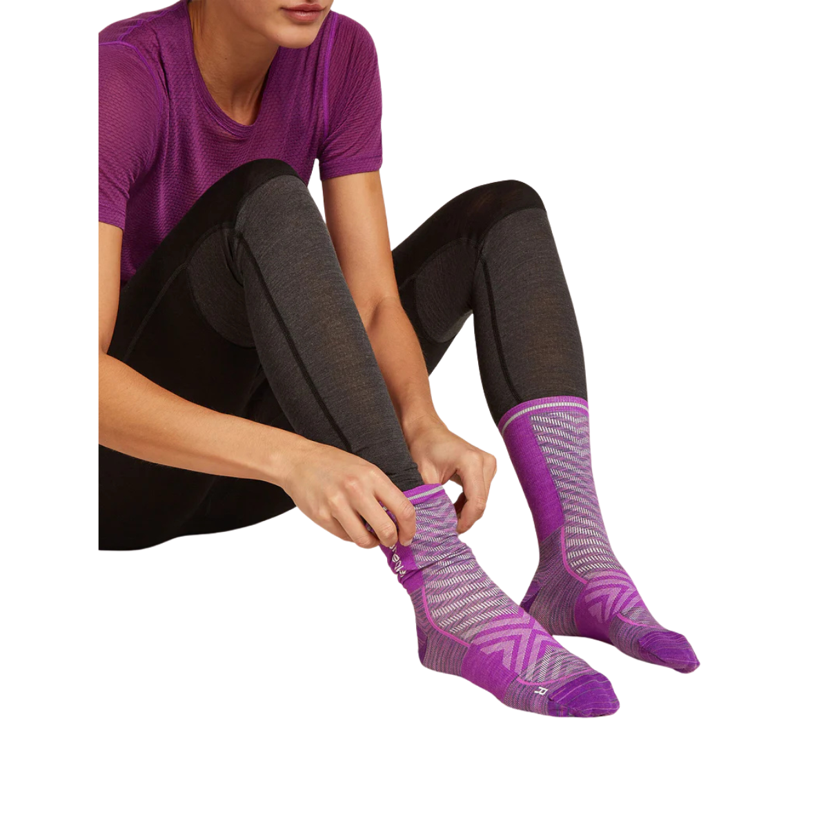 Icebreaker Bas Merino Blend Run+ultralight Crew Fusion Dye - Femme