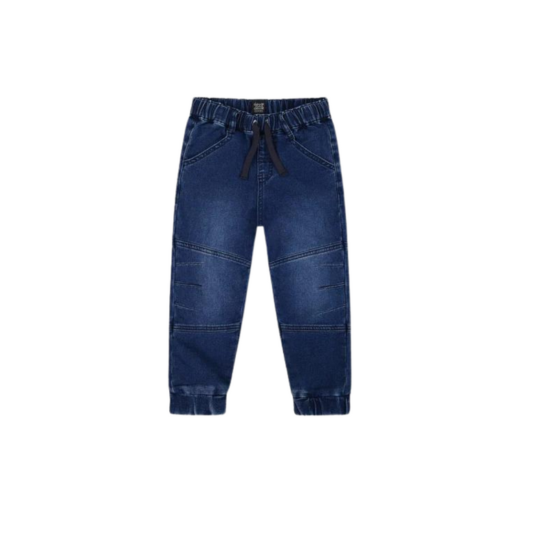 g20yb24  Deux Par Deux Pantalon French Terry Denim Jogger 3-7 Ans - Enfant - NAVY DENIM