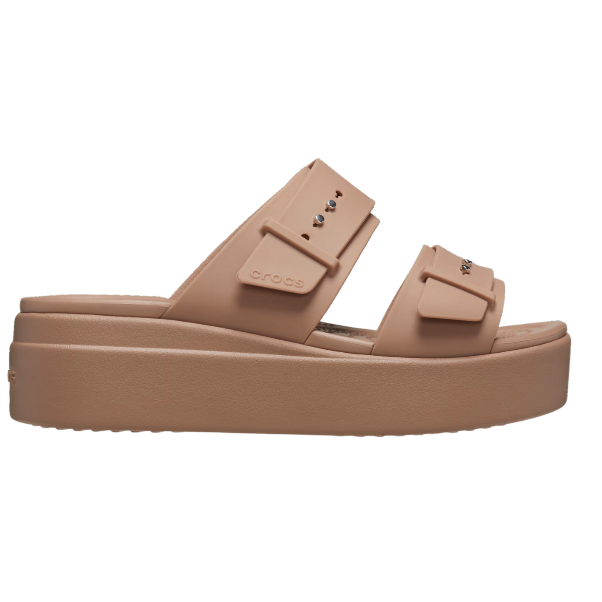 Crocs Sandale Brooklyn Buckle Low Wedge - Femme  207431 - LATTE