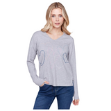 Charlie B Chandail À Manches Longues Heart Stitch V Neck - Femme