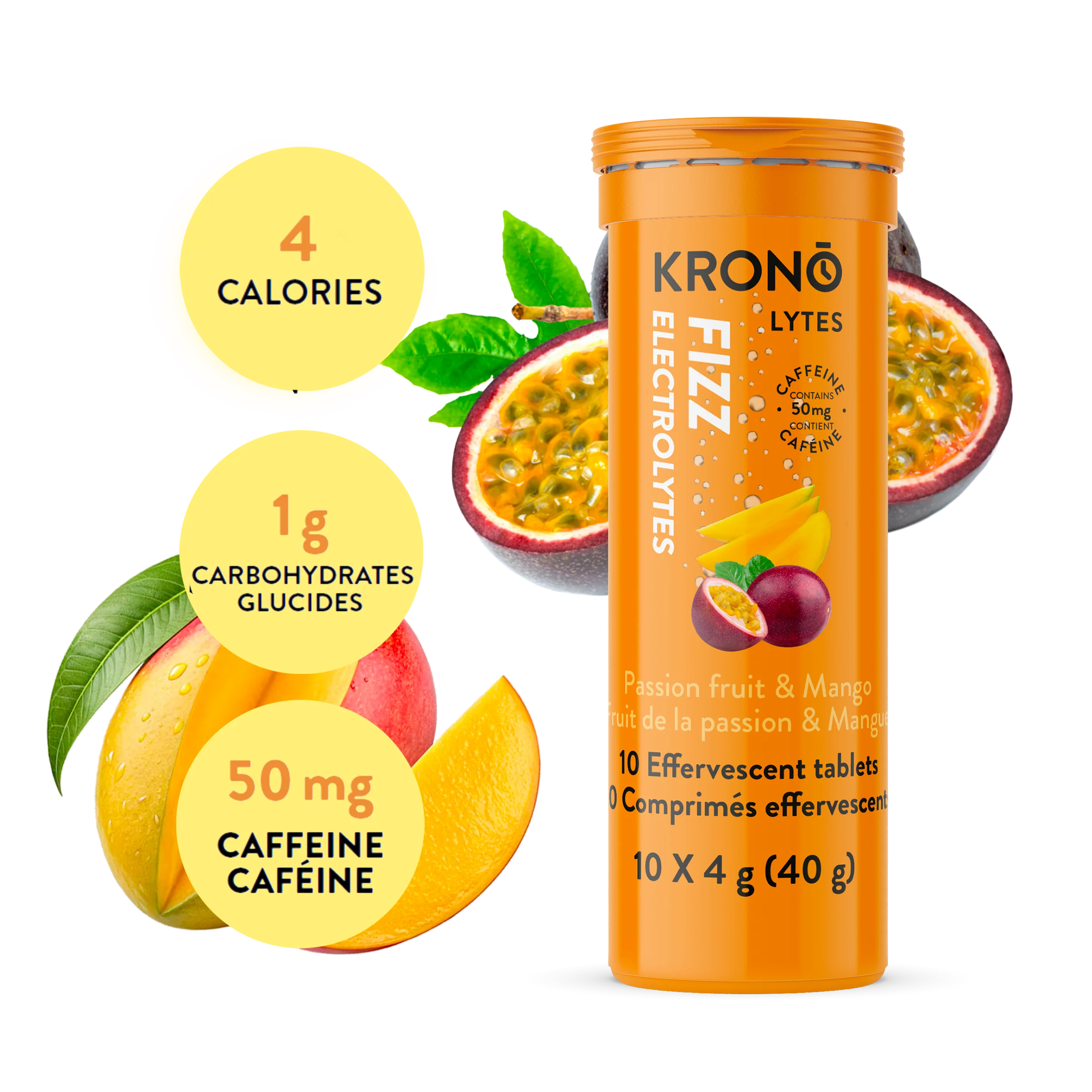 847589072895
KRONO TABLETTES ÉLECTROLYTES FRUITS DE LA PASSION & MANGUE - PASSION MANGUE