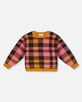 Deux Par Deux Chandail À Manches Longues Knit Plaid Sweater 7 Ans - Enfant