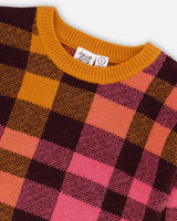 Deux Par Deux Chandail À Manches Longues Knit Plaid Sweater 7 Ans - Enfant