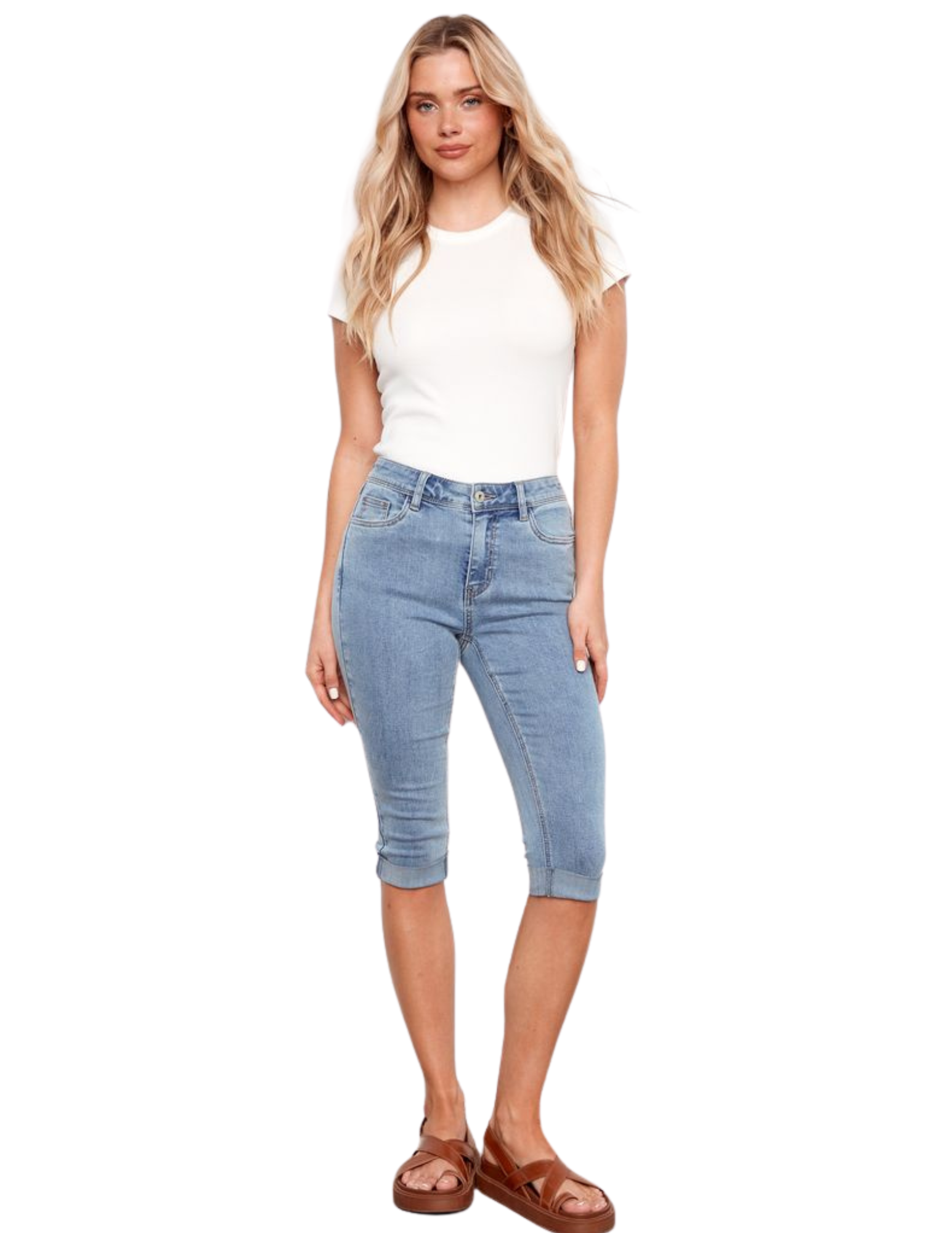 c5208ww
Charlie B Pantalon Capri Slim - Femme - BLEU PÂLE/140