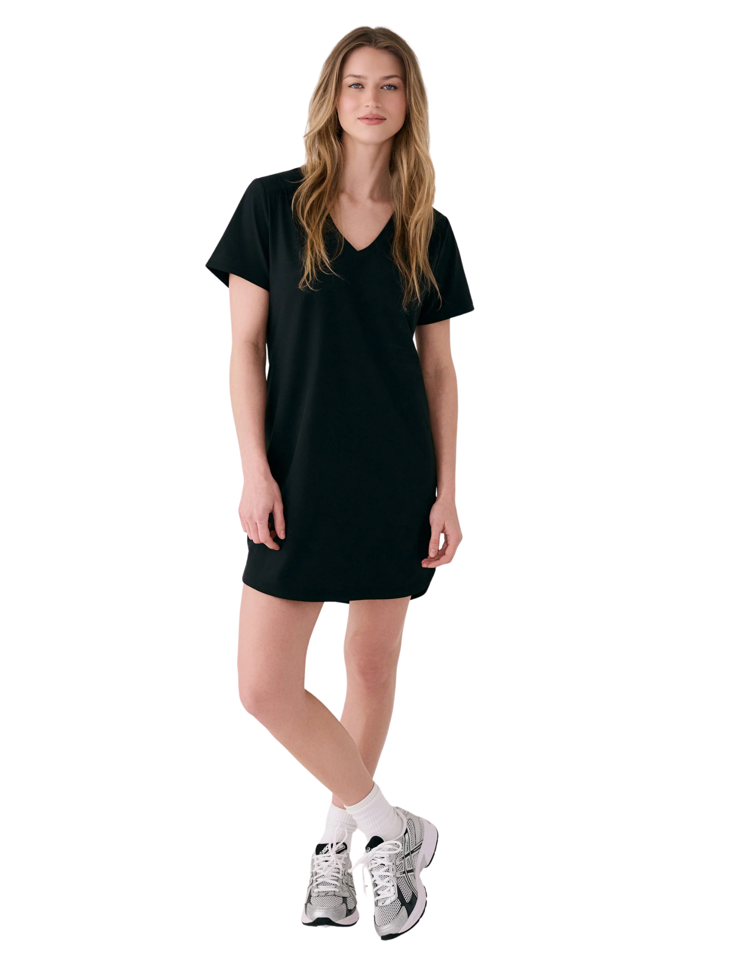 LOLË ROBE OLIVIE V-NECK - FEMME