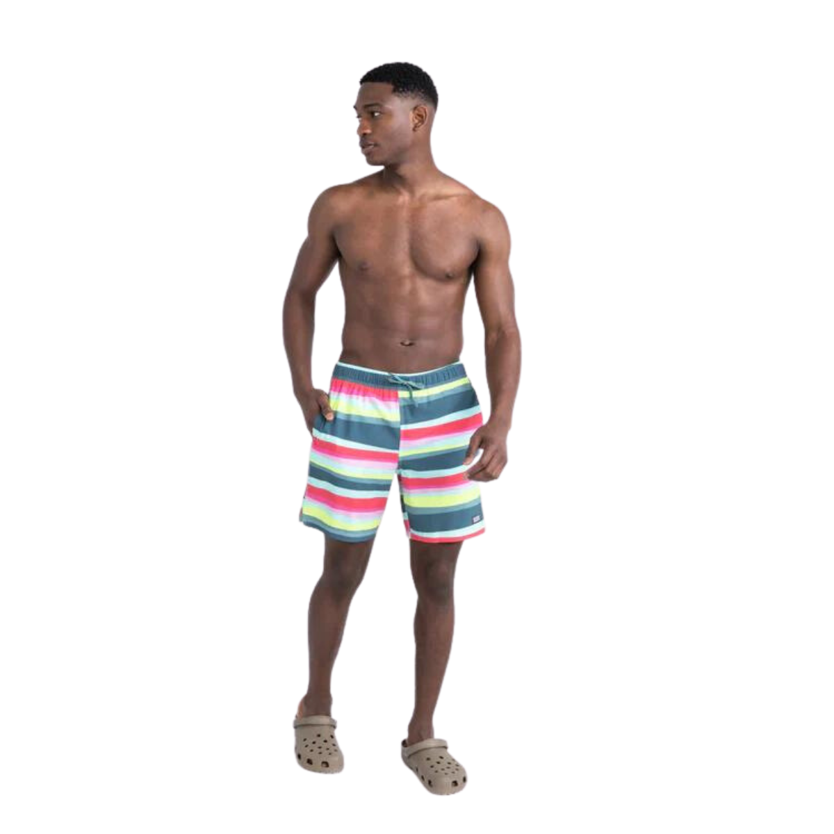 Saxx Short de bain Oh Buoy 2N1 Volley 7" - Homme  sxsw04l CUTBACK STRIPE- BRT MULTI