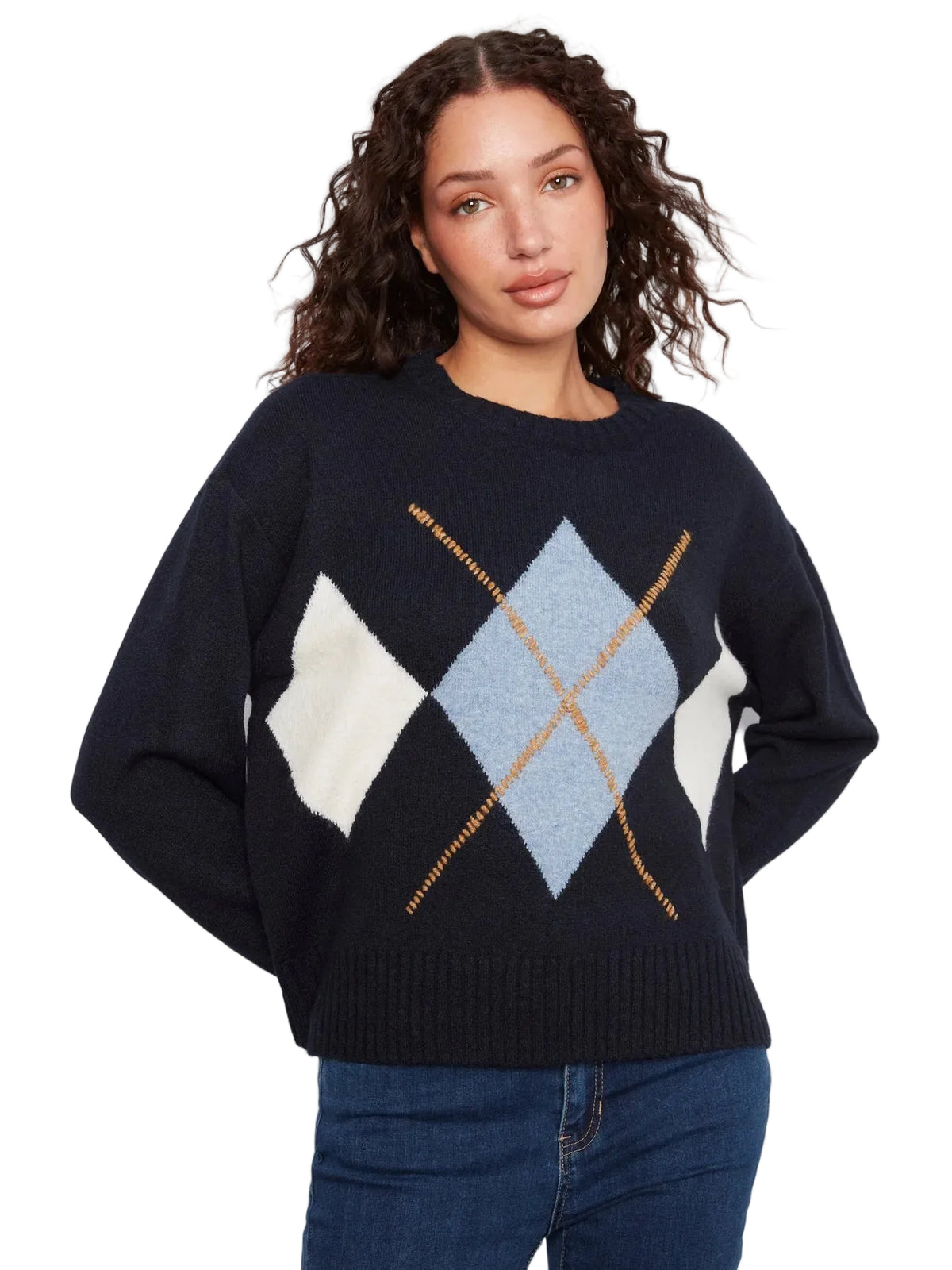  c2048-690c
CHARLIE B CHANDAIL À MANCHES LONGUES CREW NECK ARGYLE JACQUARD - FEMME - MARINE