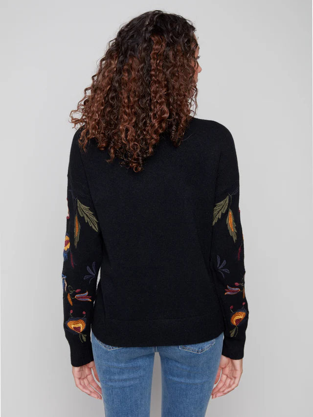 Charlie B Chandail Embroidered Mock Neck - Femme