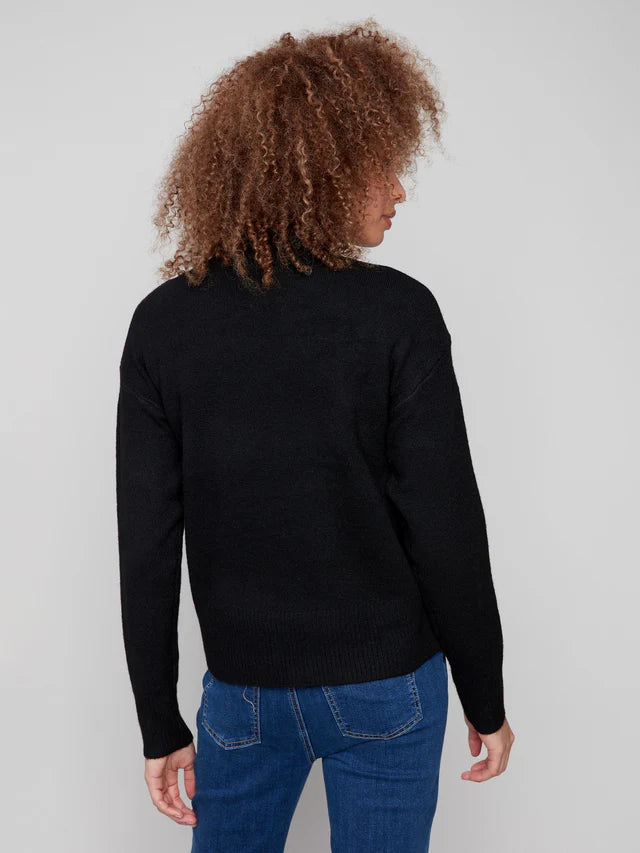 Charlie B Chandail Intarsia Heart Mock Neck - Femme