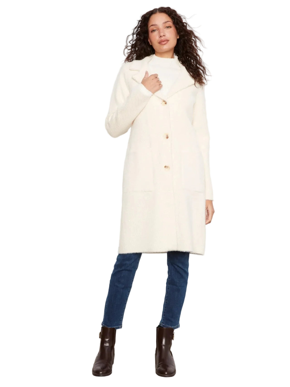  c6326rr-756c
CHARLIE B VESTE KNIT COATIGAN WITH PATCH POCKETS - FEMME - ECRU