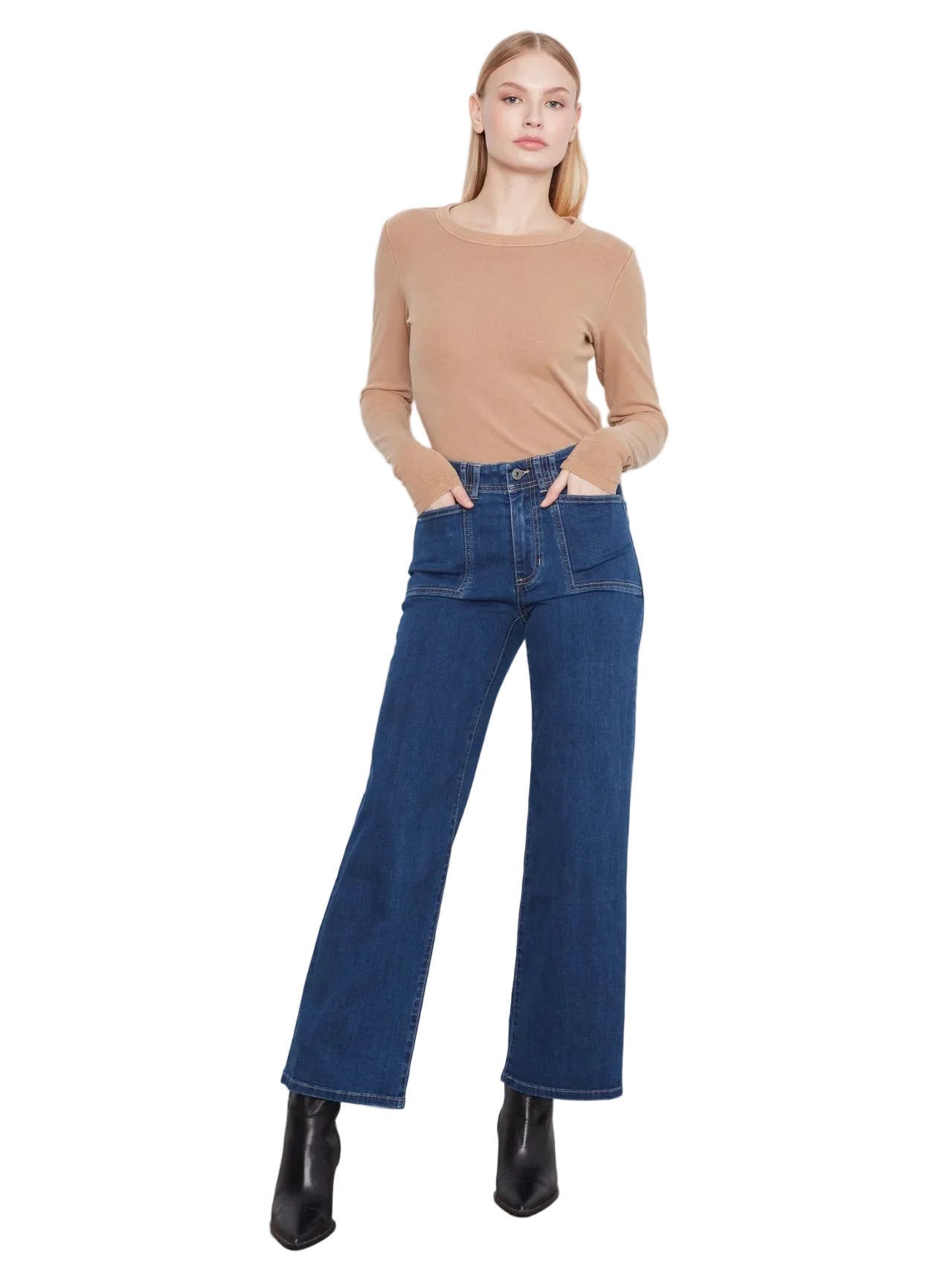  c5790-431a
CHARLIE B PANTALON WIDE LEG WITH PATCH POCKETS - FEMME - INDIGO