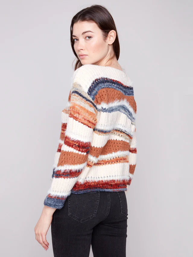 Charlie B Patchwork Knit Drop Shoulder - Femme