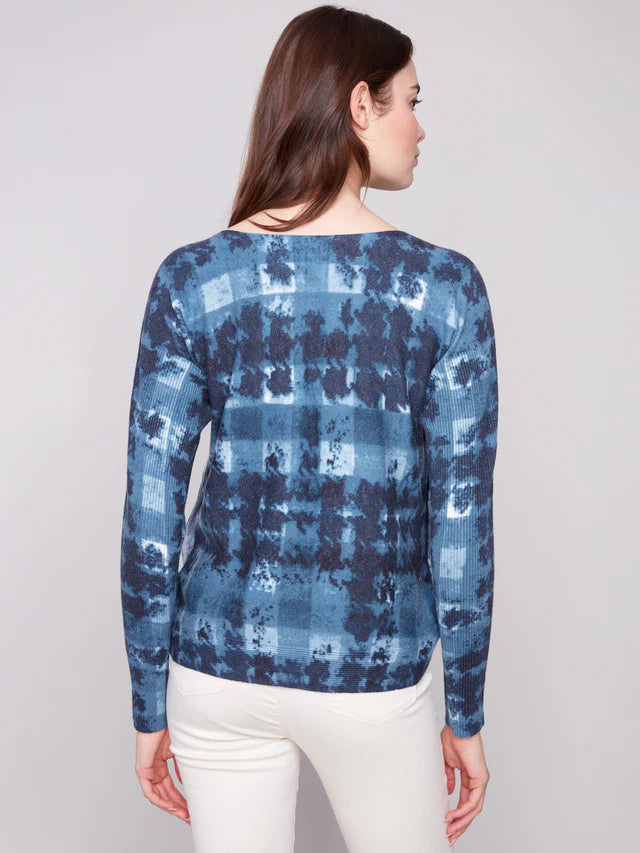 Charlie B Chandail À Manches Longues Printed Boat Neck with Side Button - Femme