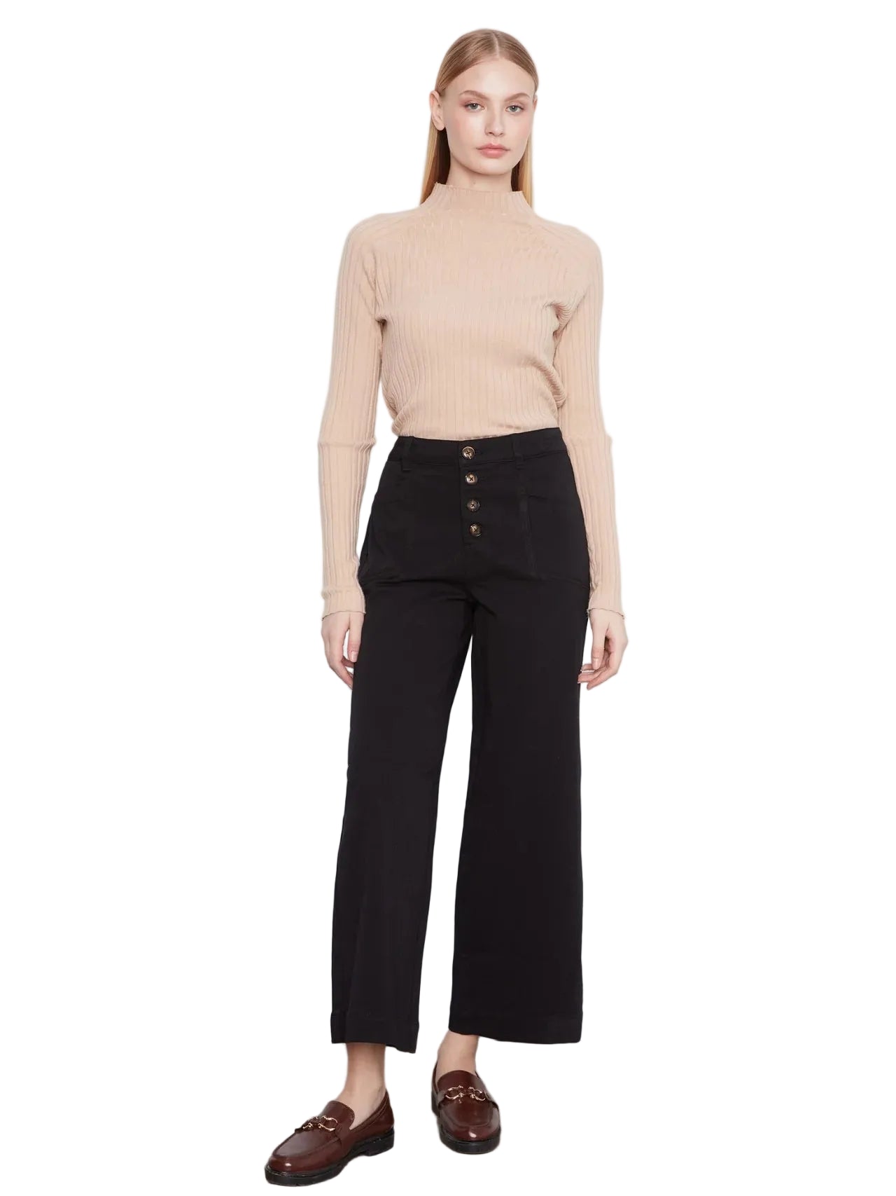 c5835-667c
CHARLIE B PANTALON WIDE LEG BUTTON FRONT WITH PATCH POCKETS - FEMME - NOIR