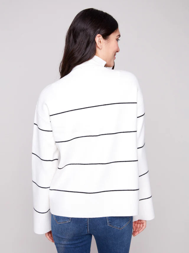 Charlie B Chandail Yarn Dye  Mock Neck Striped - Femme